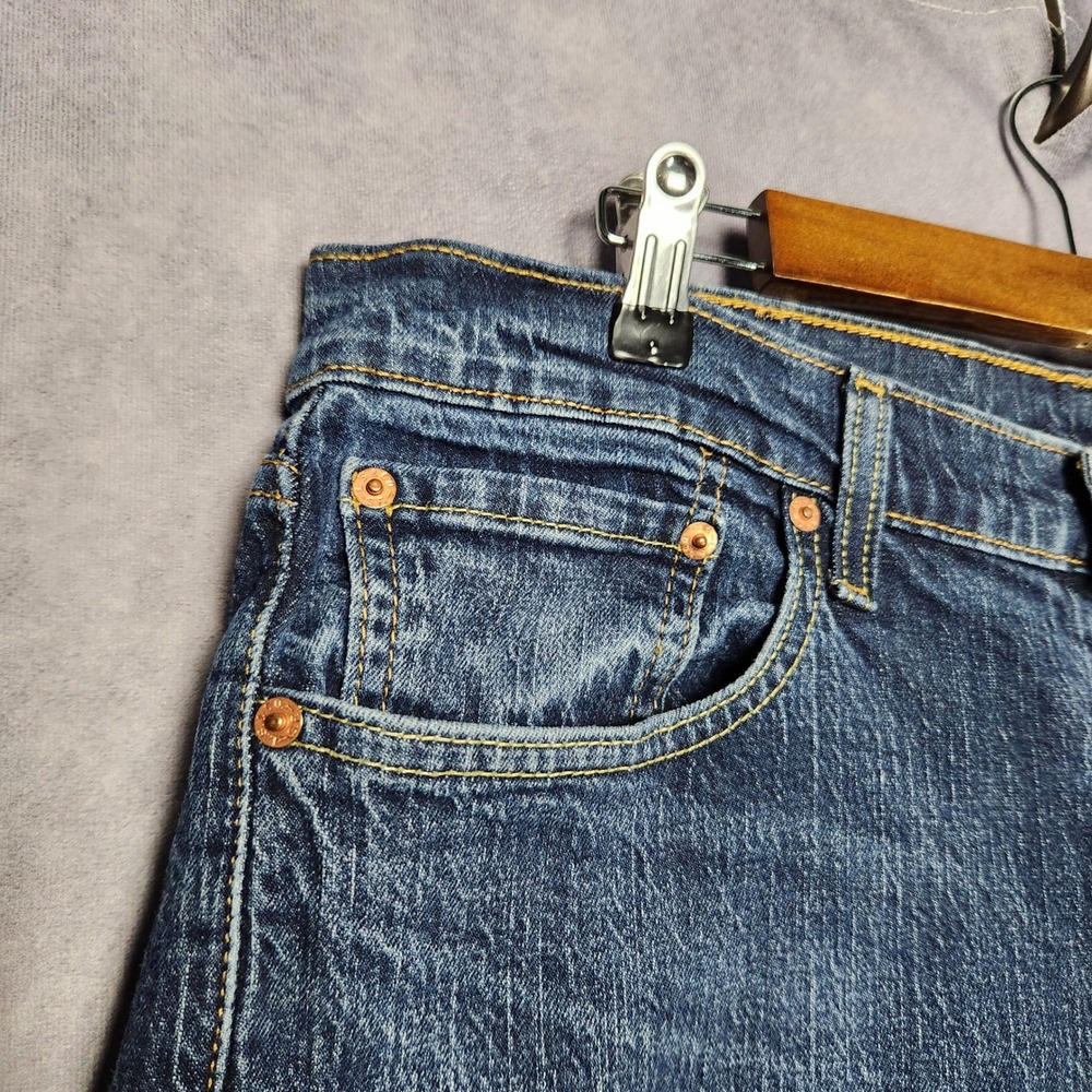 Levis 502 Regular Taper Mens Jeans size 36 38x32 Dark Wash Blue Stretch - Picture 9 of 16